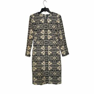 ✨Alexander McQueen Size 42 Black & Beige Patterned Long Sleeve Dress✨